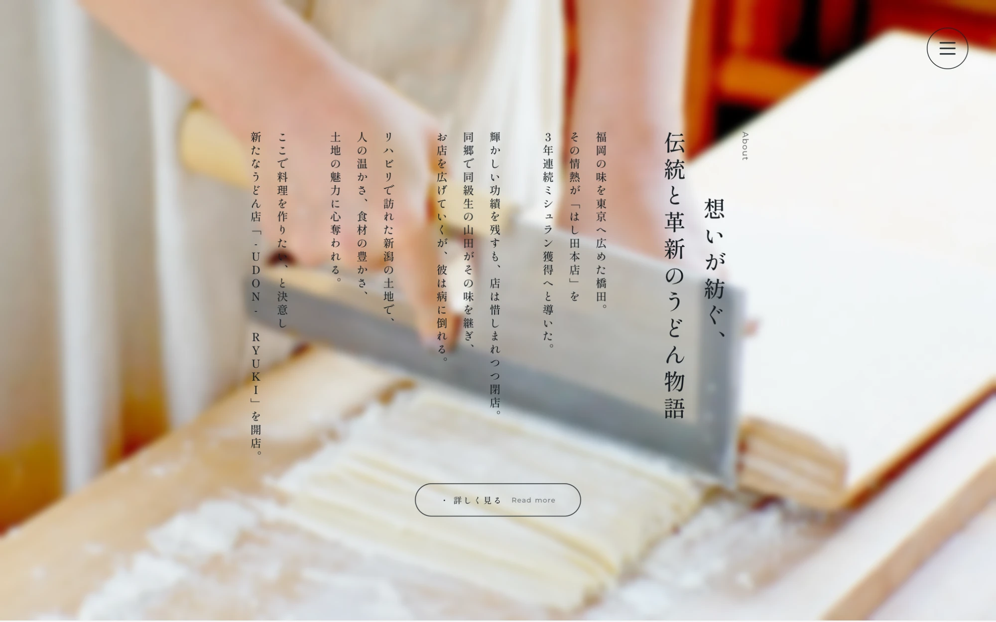 UDON RYUKI 様 についてセクションのPC表示